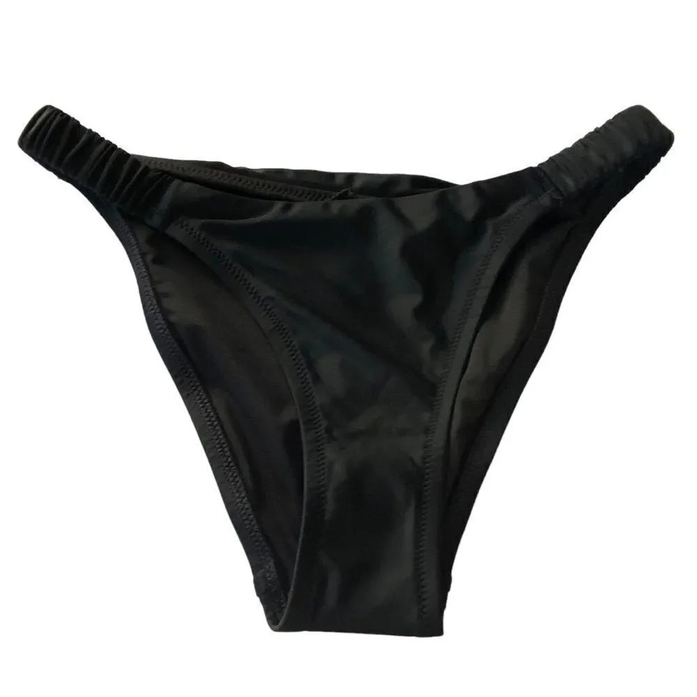 J Crew Black Scrunchie Strap Full Coverage Bikini Bottom Sz XXS NWT